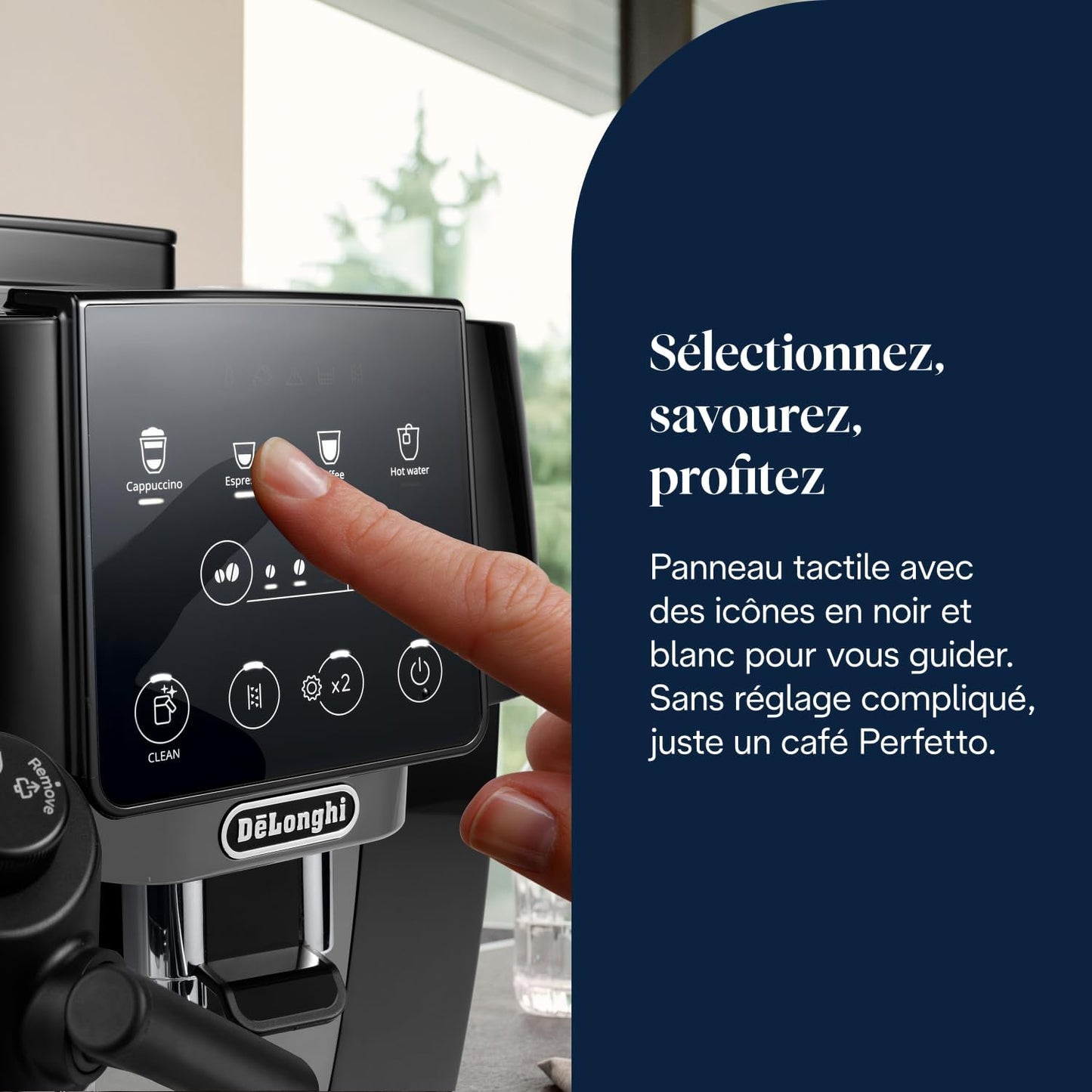 Magnifica Start - Perfetto Machine à Café Automatique avec LatteCrema Mousseur à Lait Automatique, 4 Boissons Enregistrées, Commandes Soft Touch, Noir et Gris (ECAM222.60.BG)
